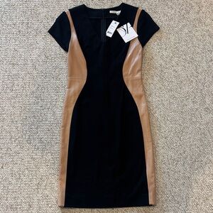Diane Von Furstenberg Black and Tan Mini Dress